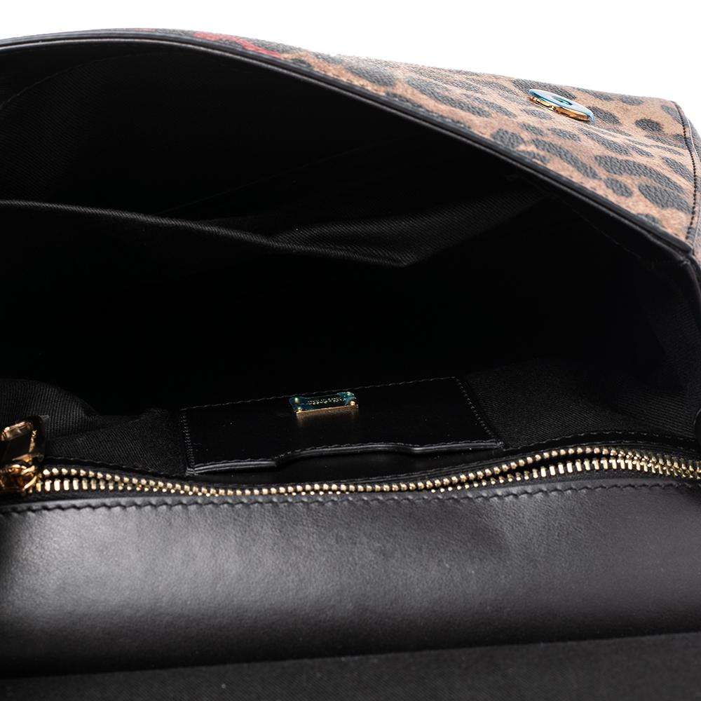 Dolce & Gabbana Black/Brown Leopard Print Regular Miss Sicily Top Handle Bag 2