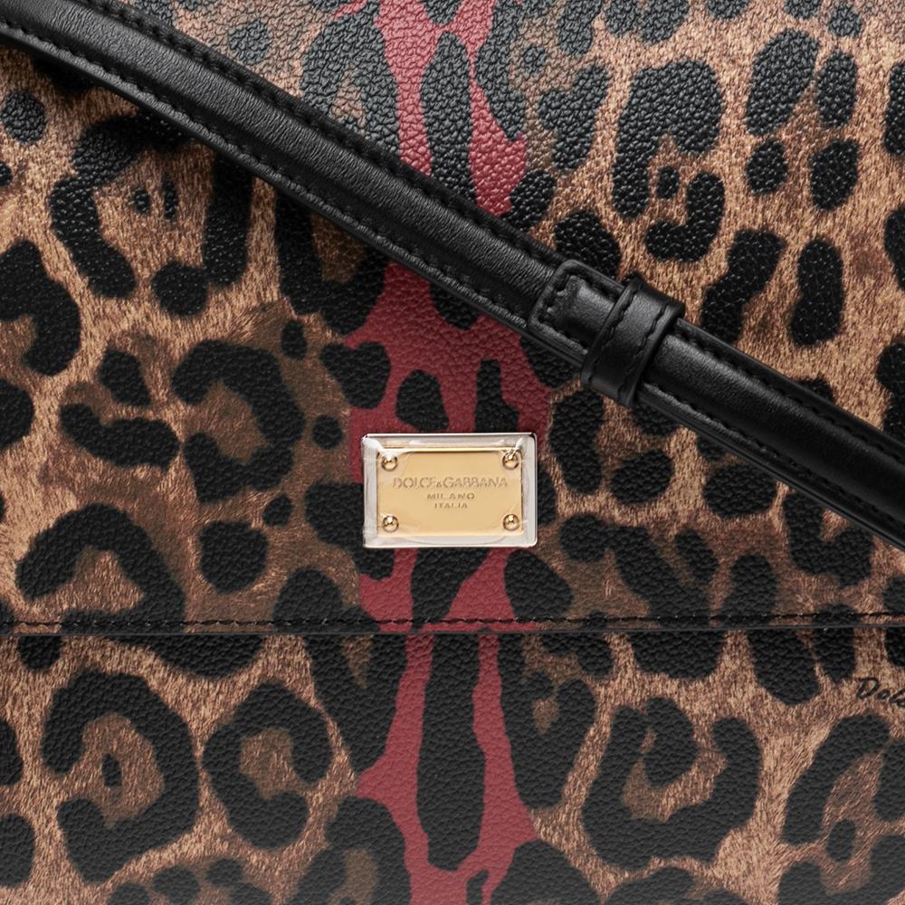 Dolce & Gabbana Black/Brown Leopard Print Regular Miss Sicily Top Handle Bag 3