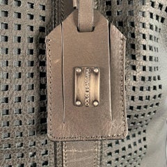 DOLCE & GABBANA Black Brown Perforated Leather Overnight Backpack Bag