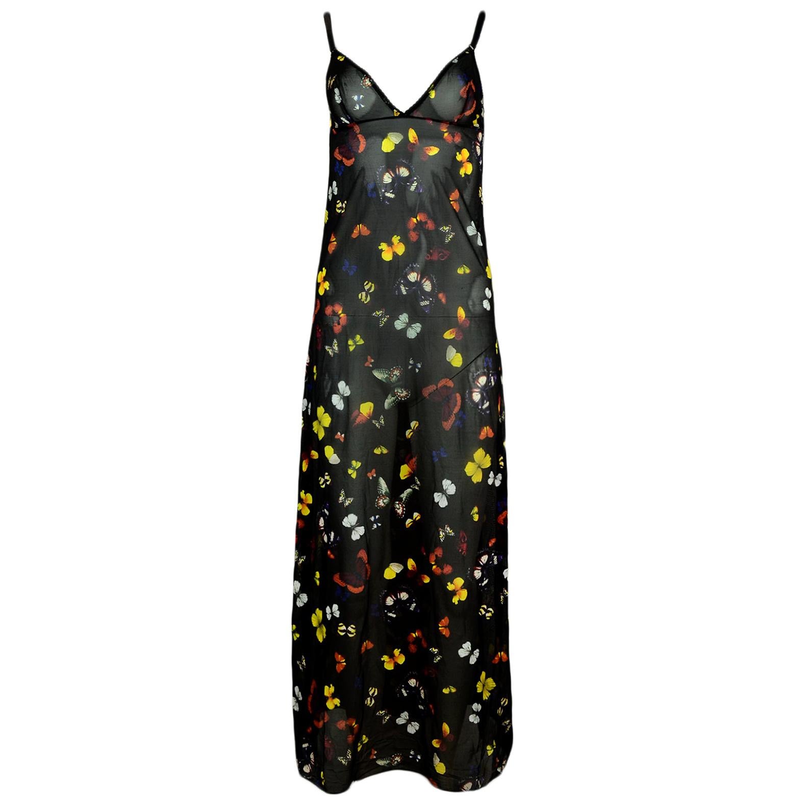 Dolce & Gabbana Black Butterfly Print Sheer Dress