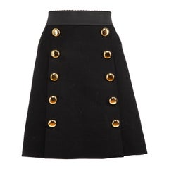 Dolce & Gabbana, jupe trapèze noire avec boutons, taille XS