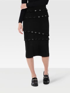 Dolce & Gabbana Black Button Detail Pencil Skirt Size XS