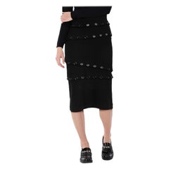 Dolce 
Gabbana Black Button Detail Pencil Skirt Size XS