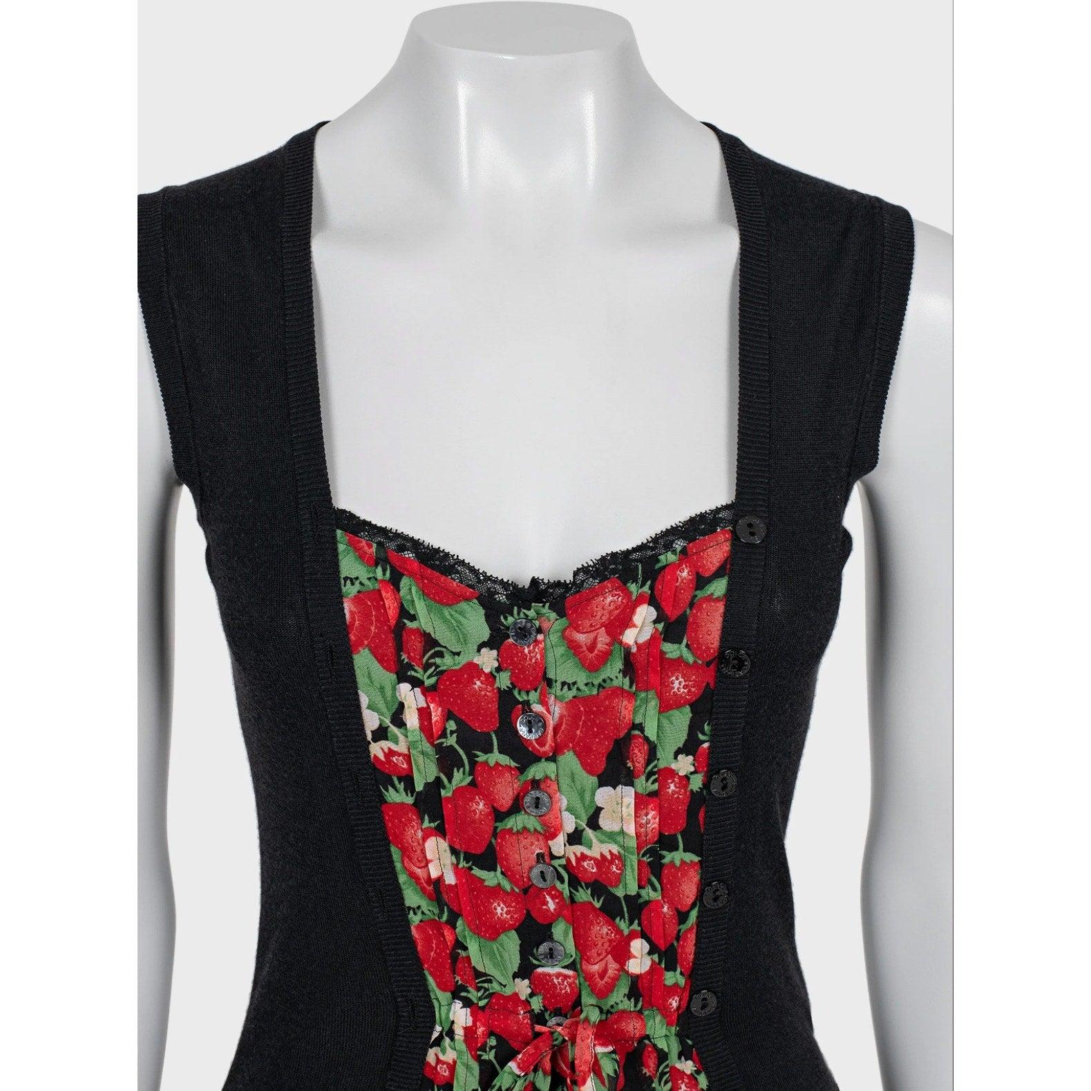 Dolce & Gabbana - Canotta nera con bottoni - Taglia 38/XS In condizioni ottime in vendita a Krakow, PL
