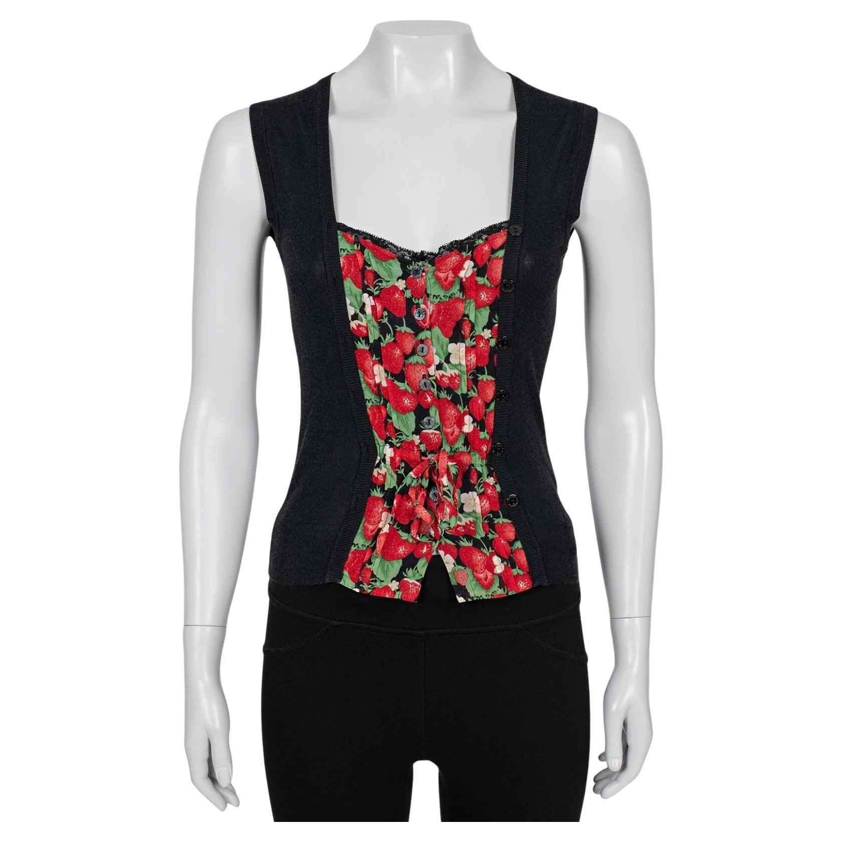 Dolce & Gabbana - Canotta nera con bottoni - Taglia 38/XS in vendita