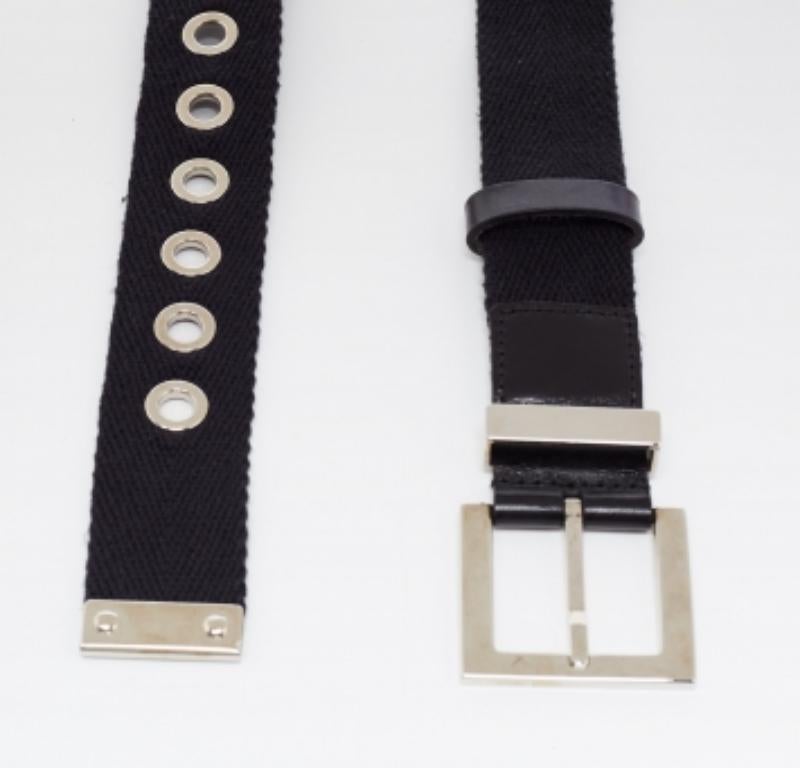 Nero Cintura Dolce & Gabbana in tela nera e pelle con placca logo in vendita