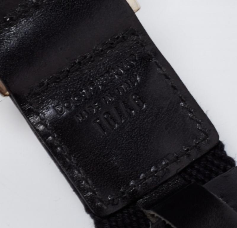 Cintura Dolce & Gabbana in tela nera e pelle con placca logo In condizioni buone in vendita a Dubai, Al Qouz 2