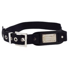 Cintura Dolce & Gabbana in tela nera e pelle con placca logo