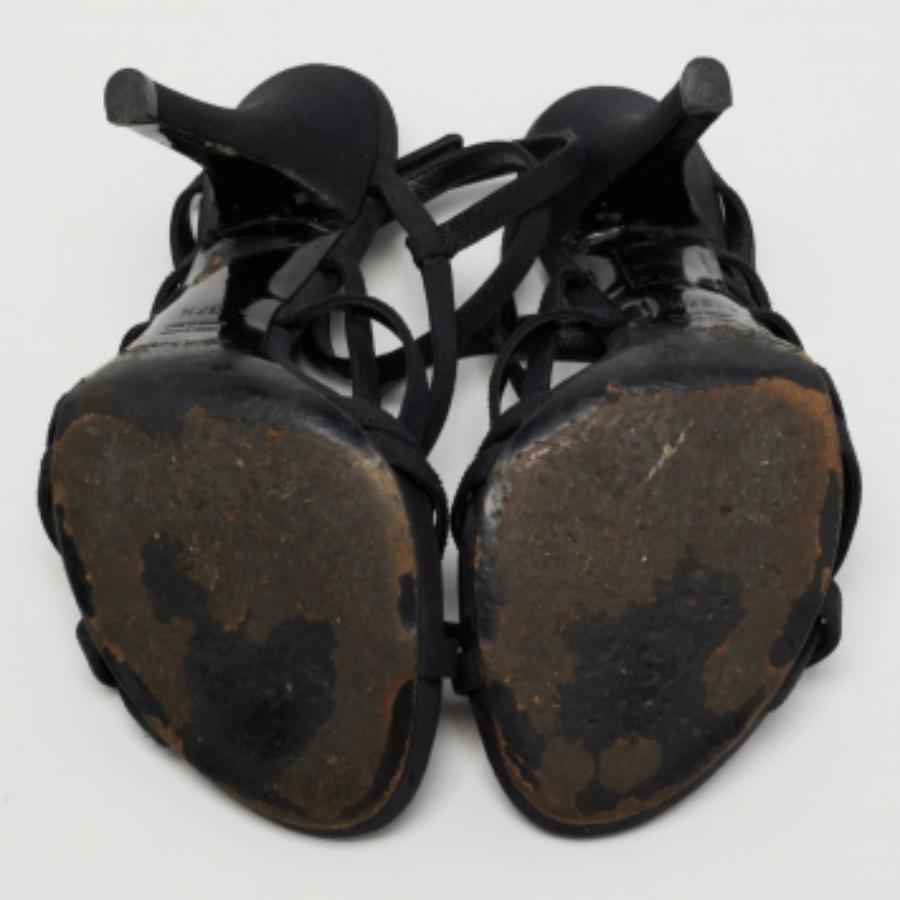 Dolce & Gabbana Sandales à lanières en toile noire, taille 37,5 Pour femmes en vente