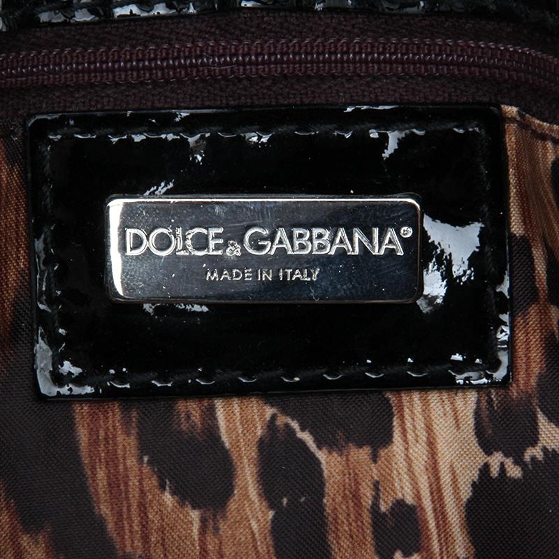 Women's DOLCE & GABBANA black canvas STUDDED MINK Shoulder Bag