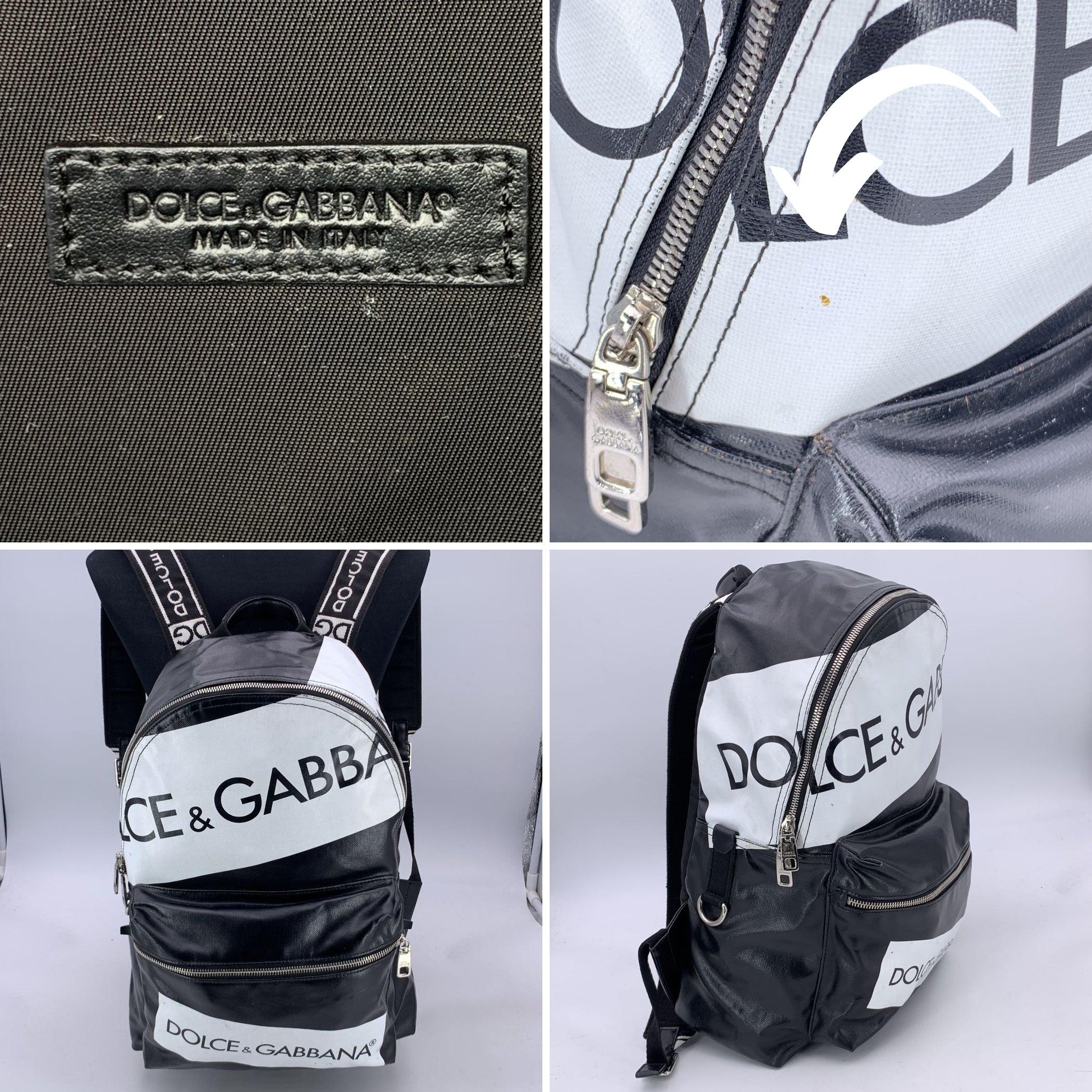 Women's or Men's Dolce & Gabbana Black Canvas Vulcano Logo Backpack Shoulder Bag For Sale