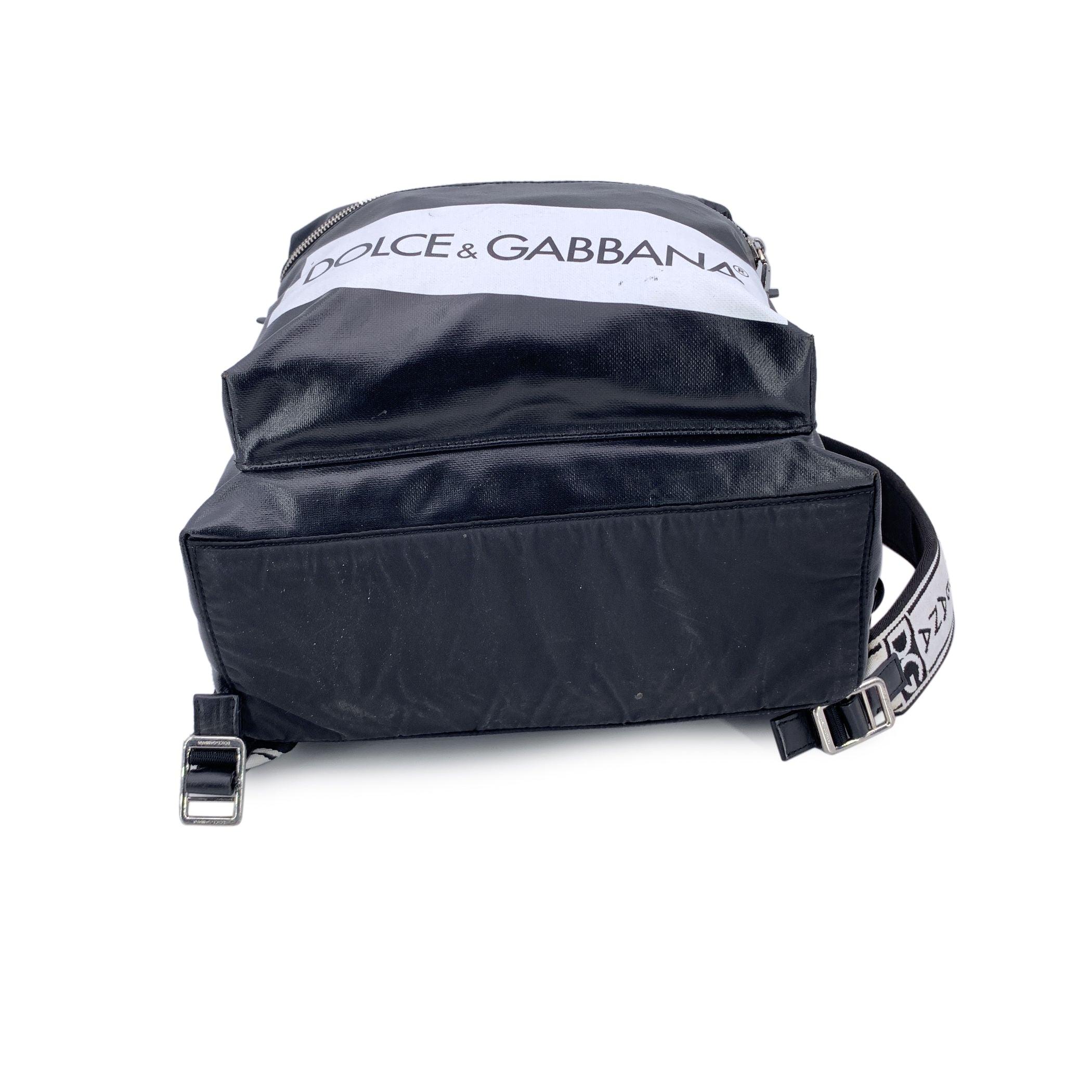 Dolce & Gabbana Black Canvas Vulcano Logo Backpack Shoulder Bag For Sale 1