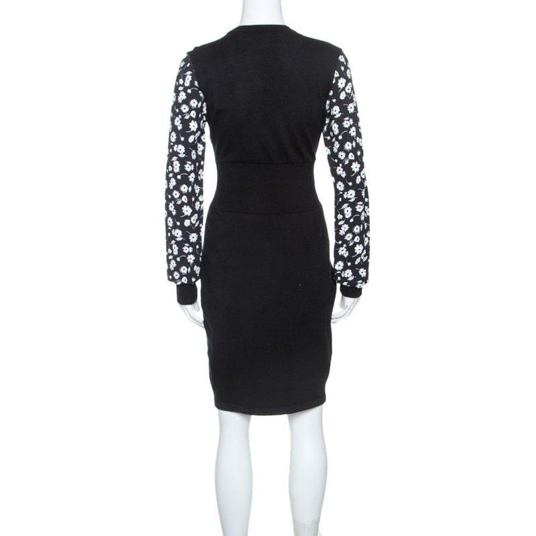 Dolce and Gabbana Black Cashmere Belluci Daisy Print Knit Dress M at
