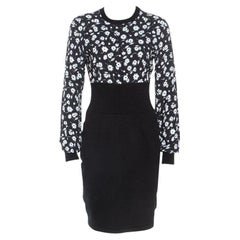 Dolce & Gabbana Schwarzes Strickkleid aus Kaschmir mit Belluci Gänseblümchendruck M