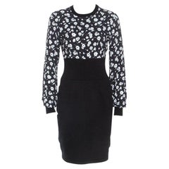 Dolce & Gabbana Black Cashmere Belluci Daisy Print Knit Dress M