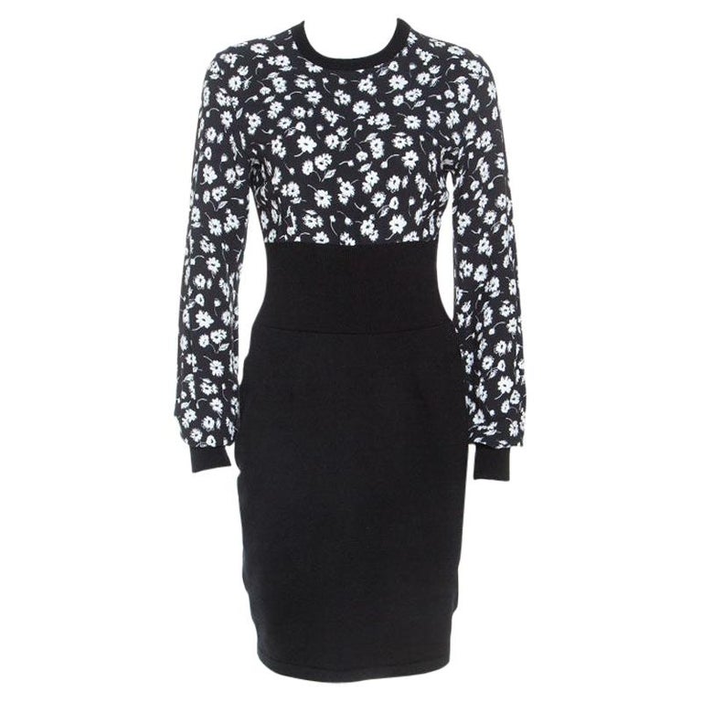 Dolce and Gabbana Black Cashmere Belluci Daisy Print Knit Dress M at