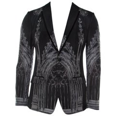 Dolce & Gabbana Schwarz Kathedrale Druck Baumwolle Seide Tailored Blazer S