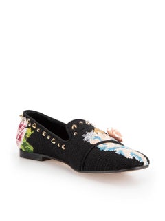 Dolce & Gabbana Black Cherub Embroidered Loafers Size IT 39