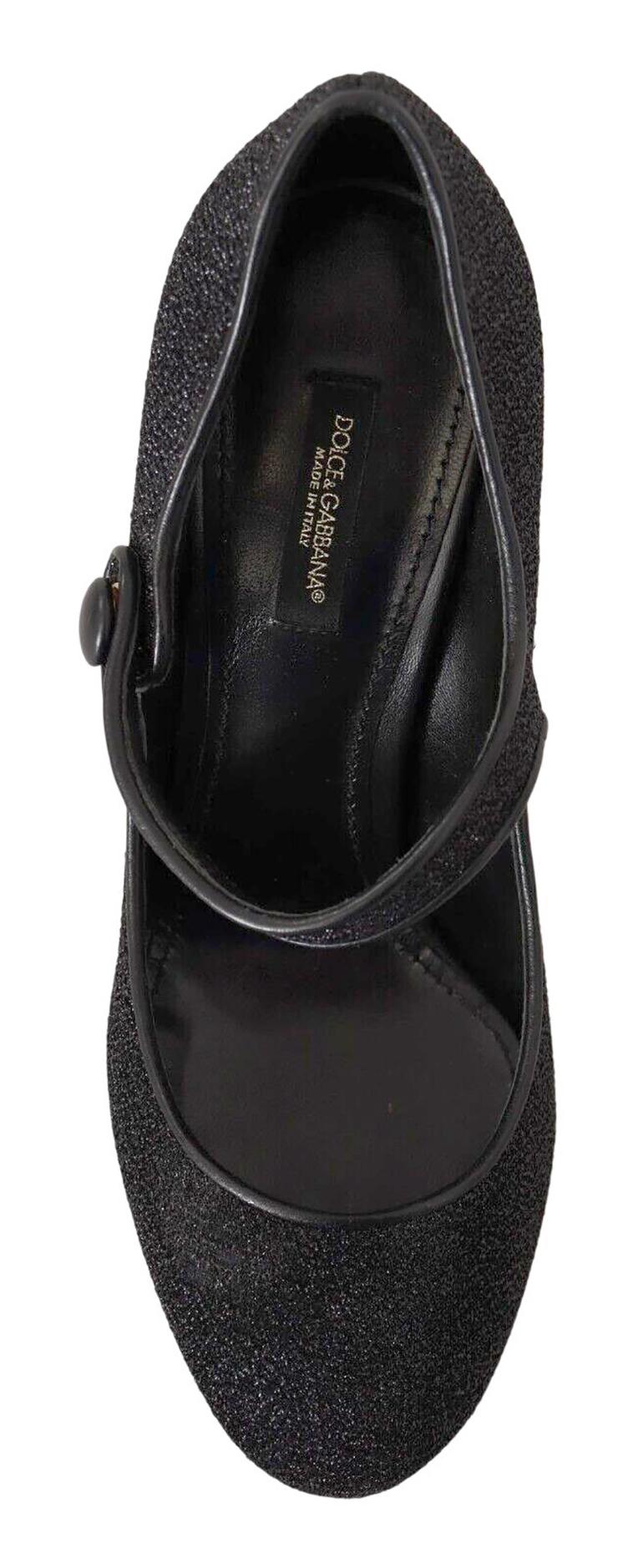 Dolce & Gabbana Black Cloth Gold DG Baroque Heels Shoes Pumps Devotion Mary Jane 1