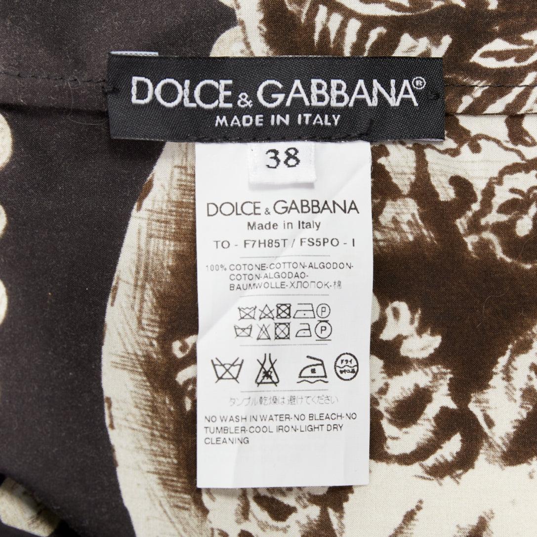 DOLCE GABBANA black copper cotton roman coin print cap sleeves top IT38 XS en vente 3