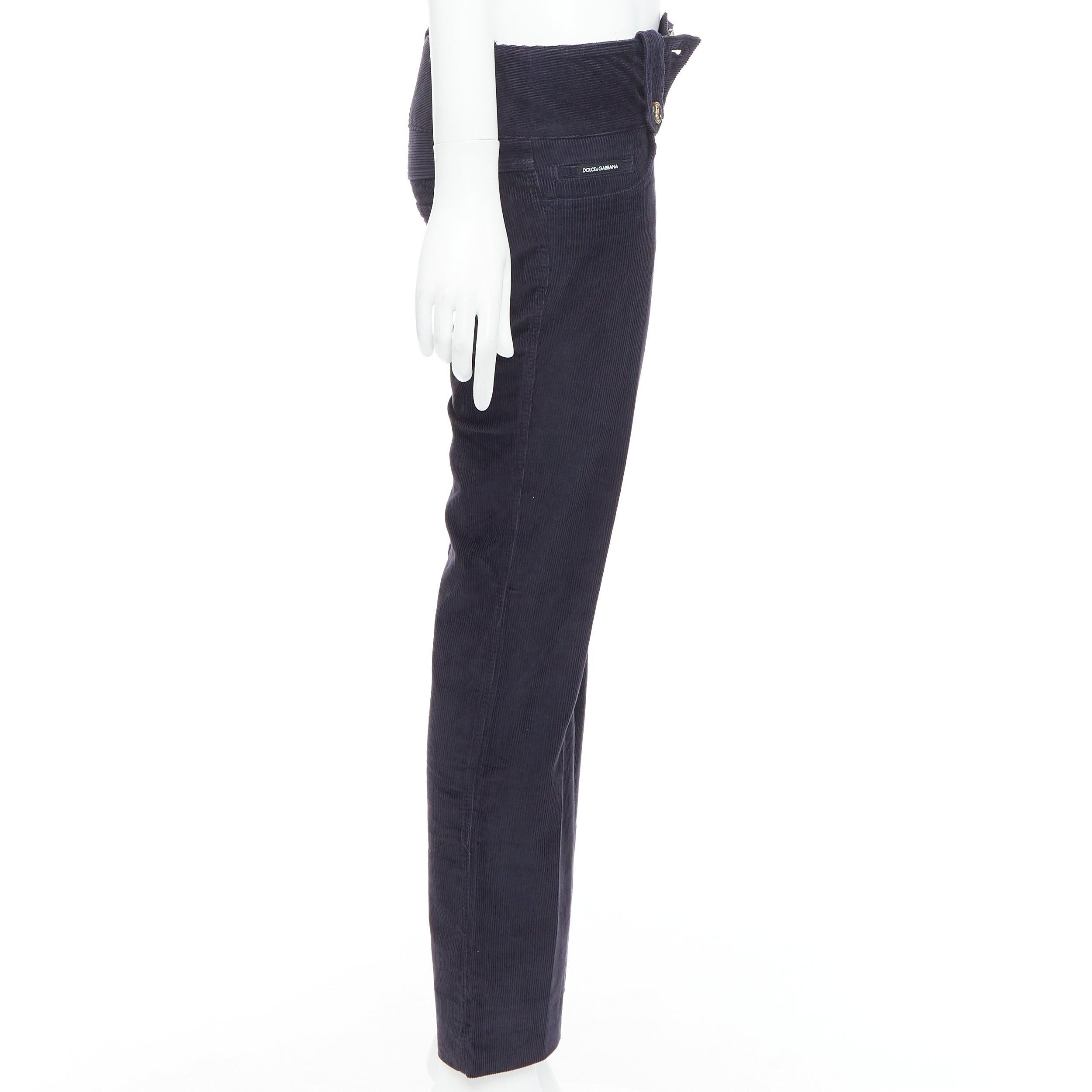 DOLCE GABBANA schwarze Cord DG Logo Knopf Schlaghose IT38 XS im Zustand „Gut“ im Angebot in Hong Kong, NT