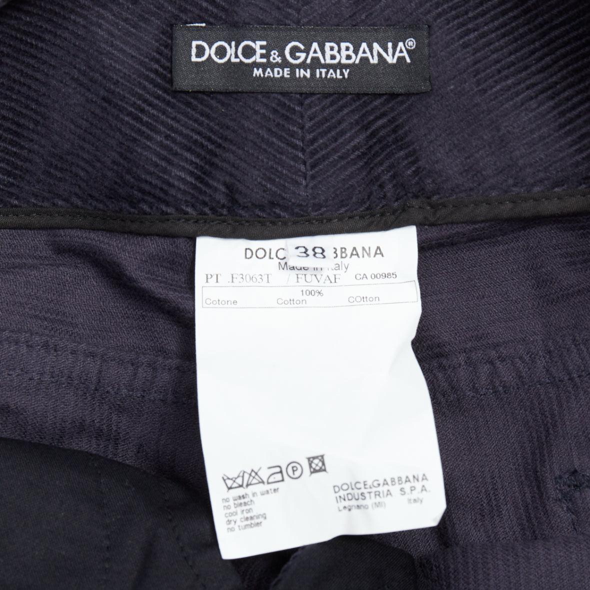 DOLCE GABBANA schwarze Cord DG Logo Knopf Schlaghose IT38 XS im Angebot 3