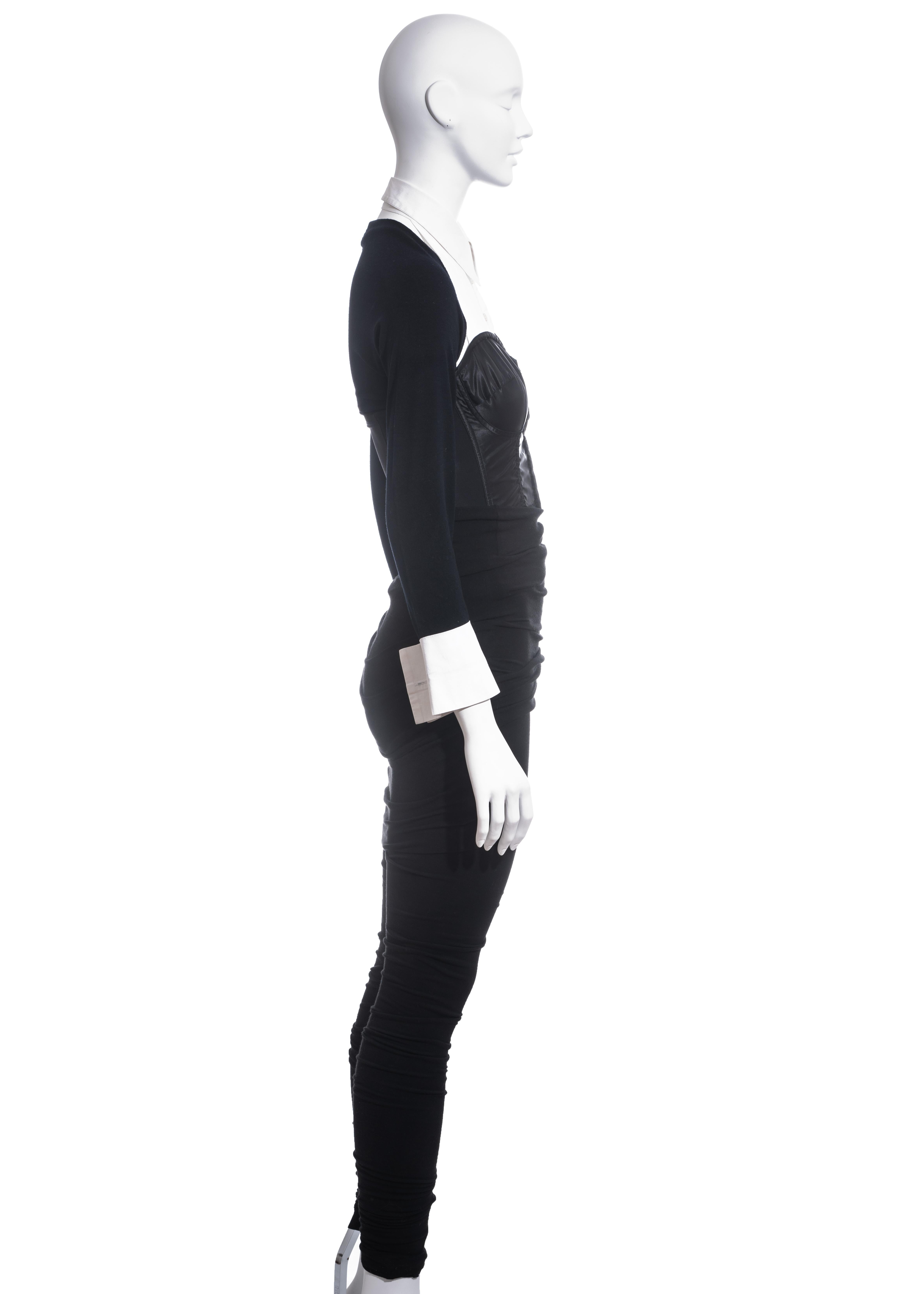 Women's Dolce & Gabbana black corset and leggings set, fw 1992 For Sale