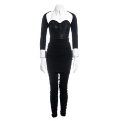 Used Dolce & Gabbana black corset and leggings set, fw 1992