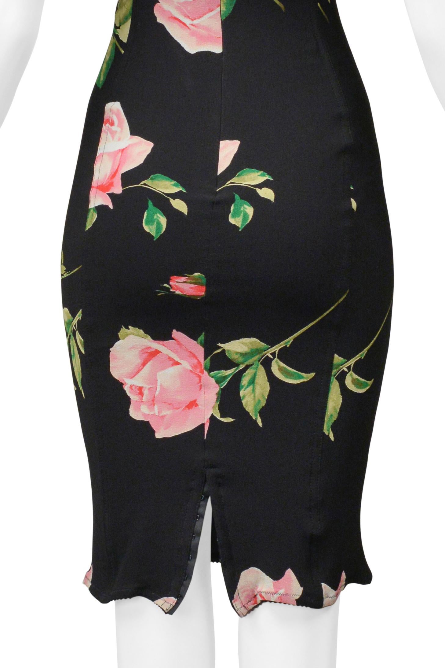 Dolce & Gabbana Black Corset Dress With Rose Print For Sale 3
