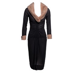 Dolce & Gabbana Black Corset Silk Dress Coat with Blush Mink Collar, SS 1998