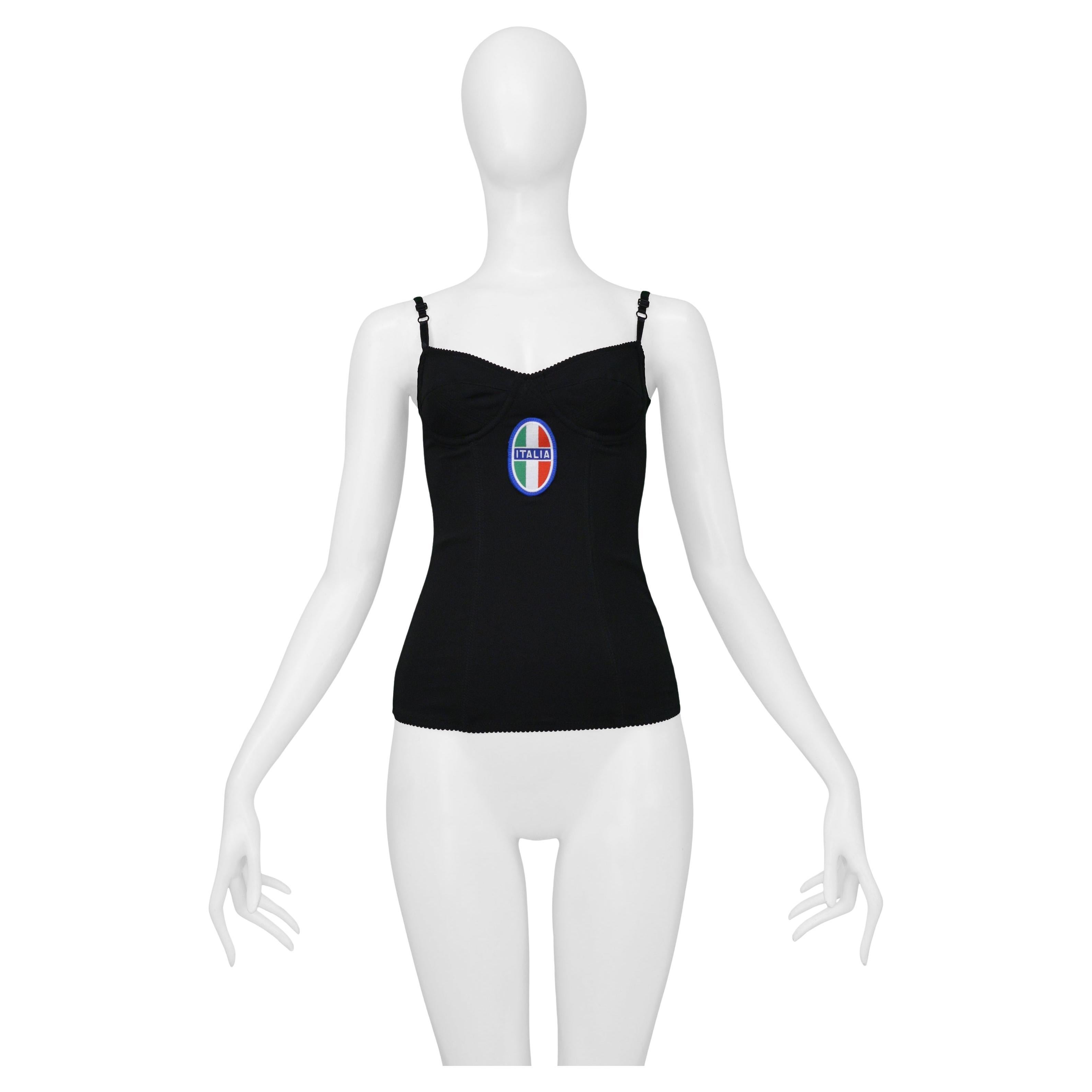 Dolce & Gabbana Black Corset Top With Italia Patch For Sale