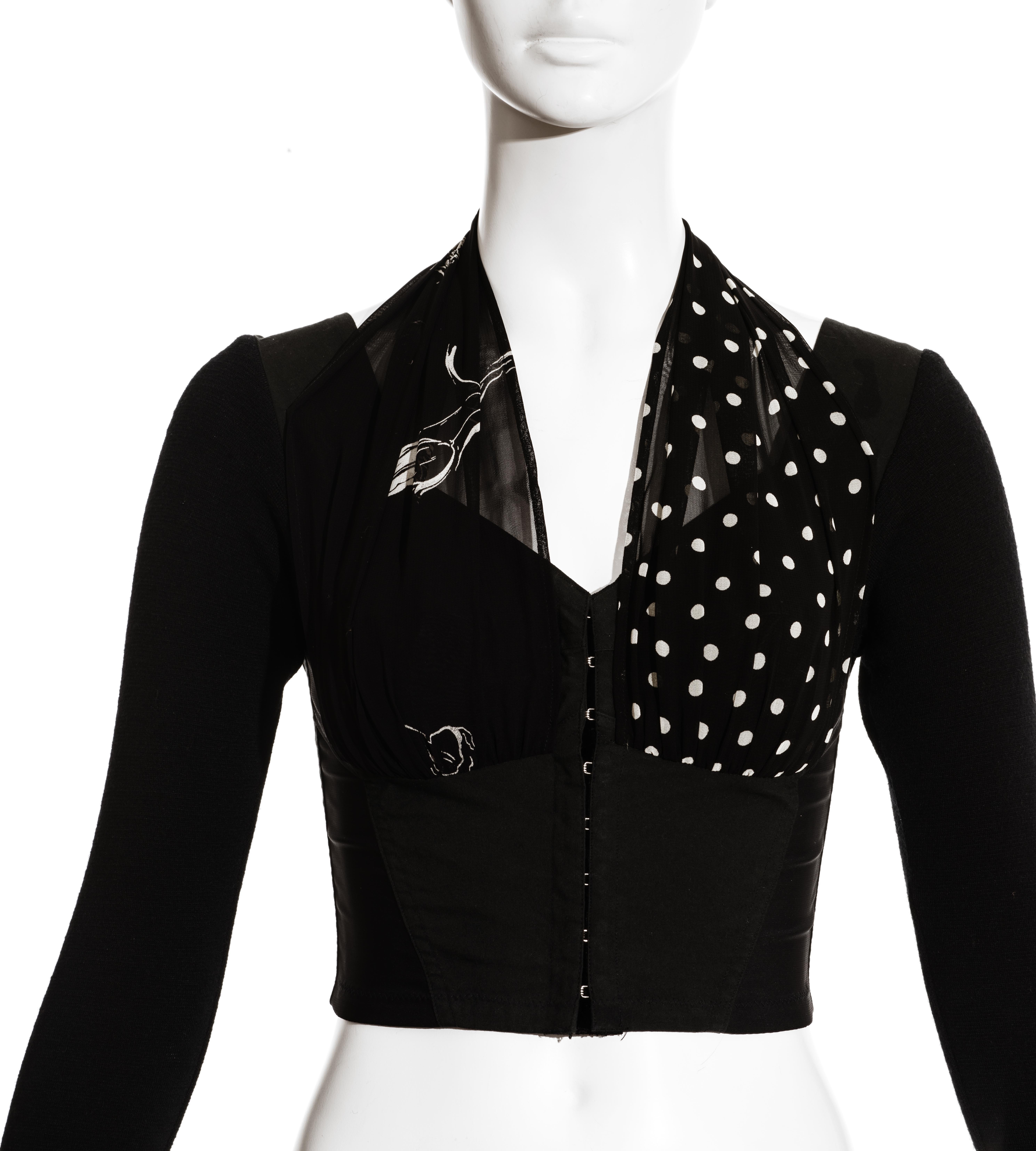 Dolce & Gabbana black corset top with silk scarf ties, ss 1991 In Excellent Condition In London, GB