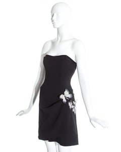 Dolce & Gabbana black corseted draped mini dress with butterflies, ss 1998