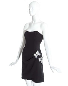 Dolce & Gabbana black corseted draped mini dress with butterflies, ss 1998