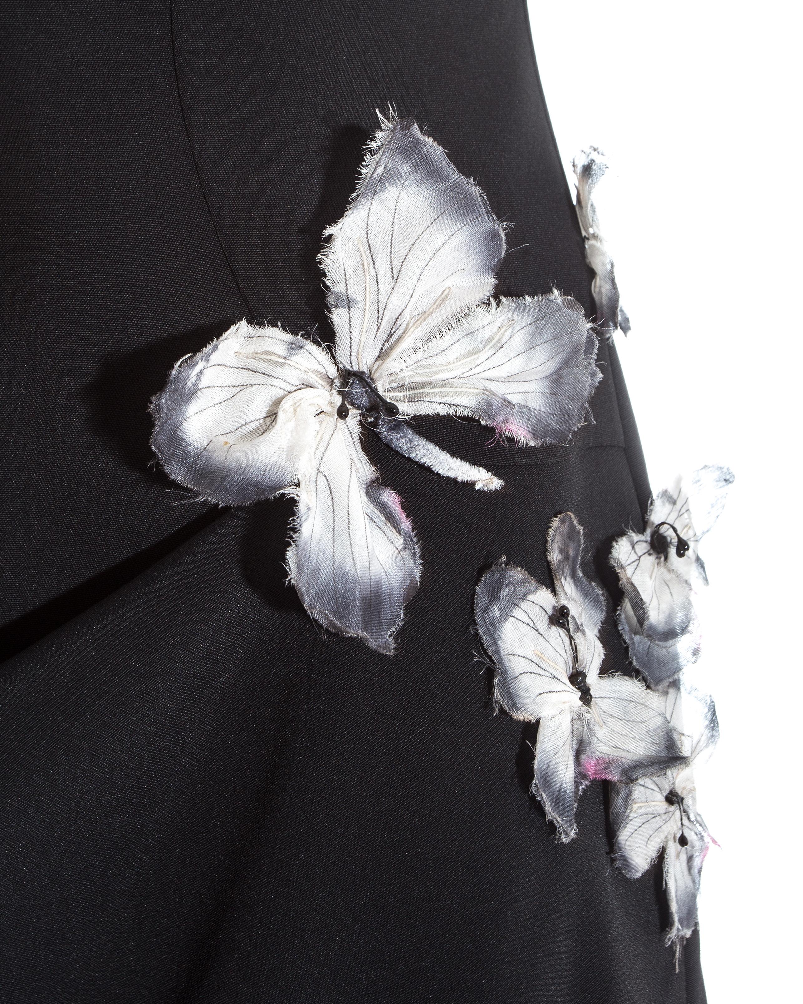 Black Dolce & Gabbana black corseted draped mini dress with butterflies, ss 1998