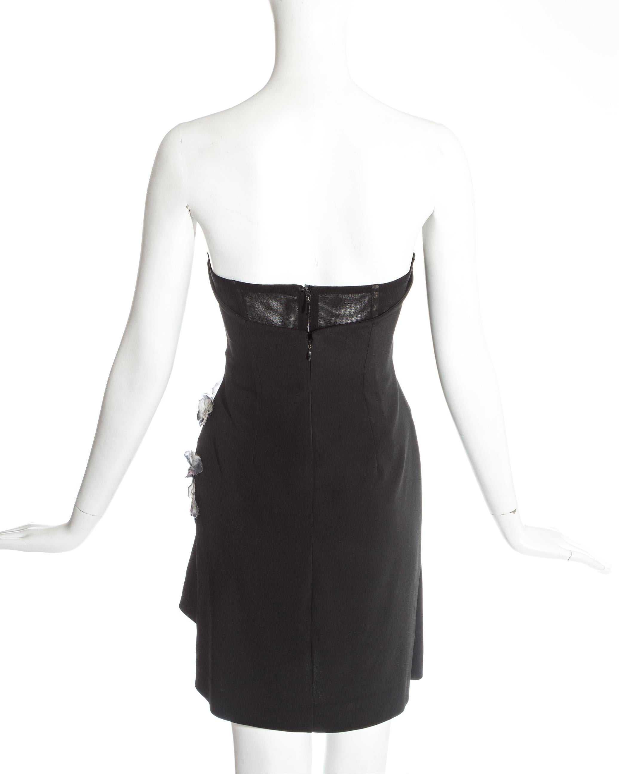 Dolce & Gabbana black corseted draped mini dress with butterflies, ss 1998 In Good Condition In London, GB
