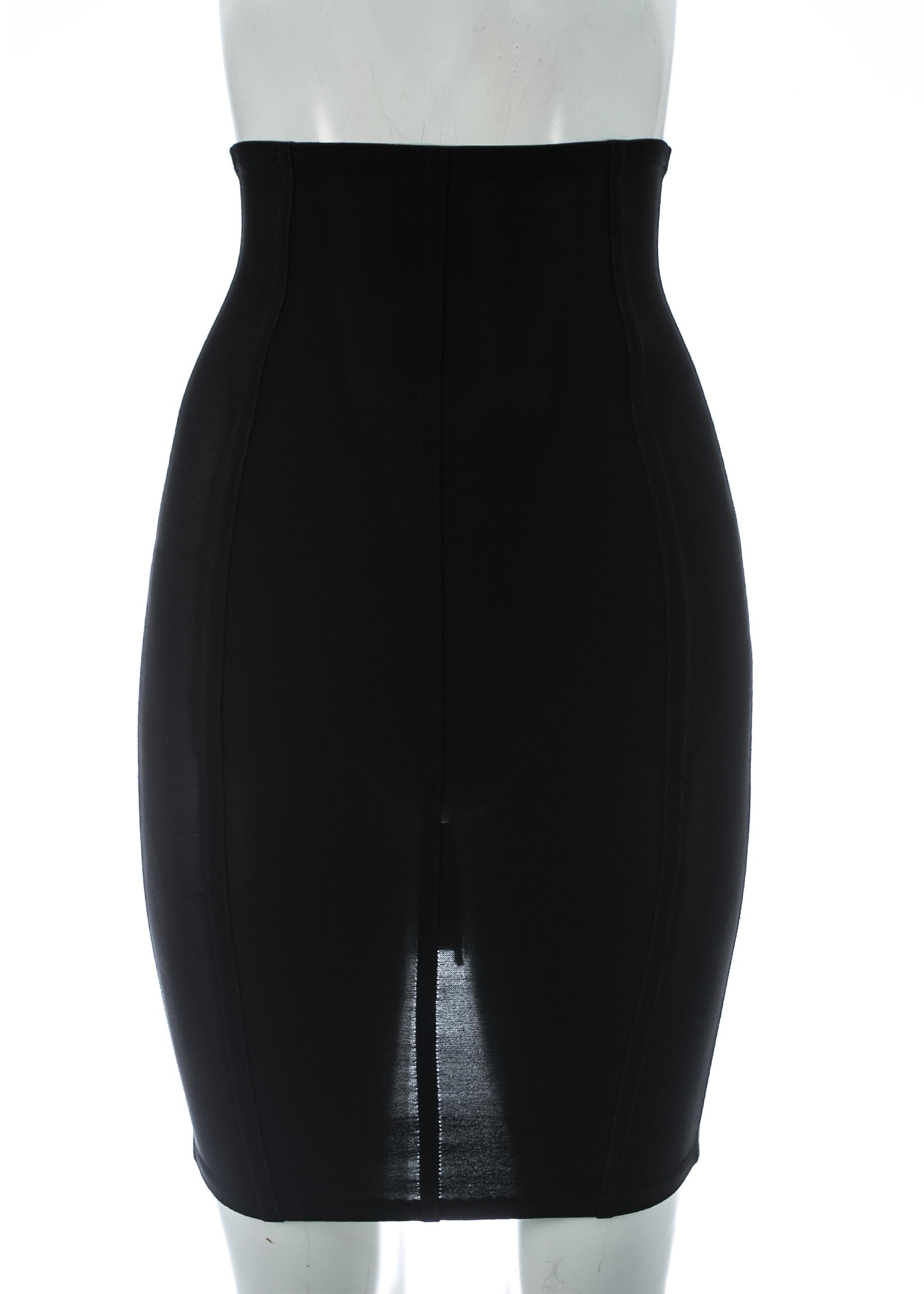 Dolce & Gabbana black corseted lace up spandex mini skirt, A/W 1997 In Good Condition In London, GB