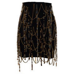 Dolce & Gabbana black corseted mini skirt with gold chains and beads, ss 1991