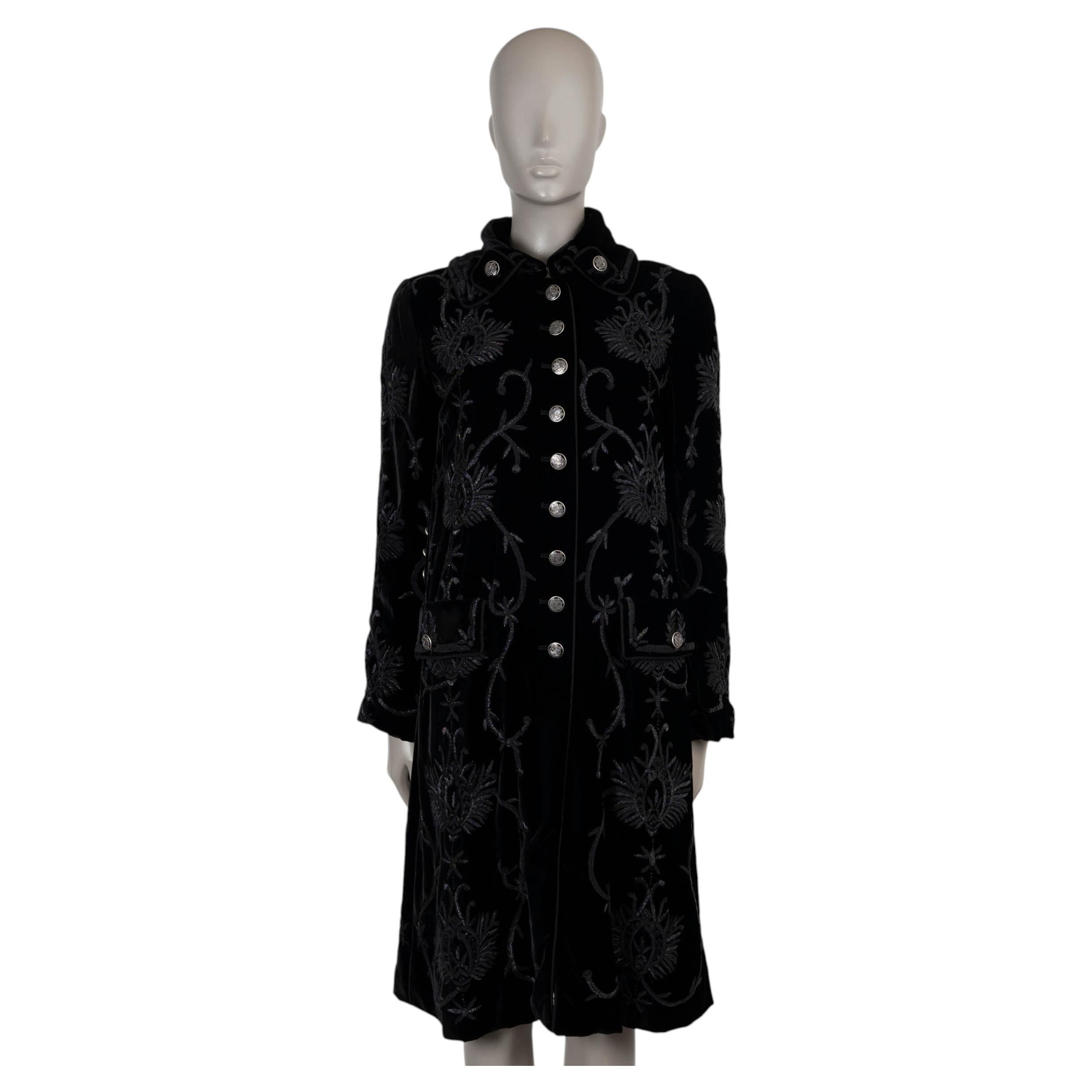 DOLCE & GABBANA black cotton 2006 EMBROIDERED VELVET Coat Jacket 40 S