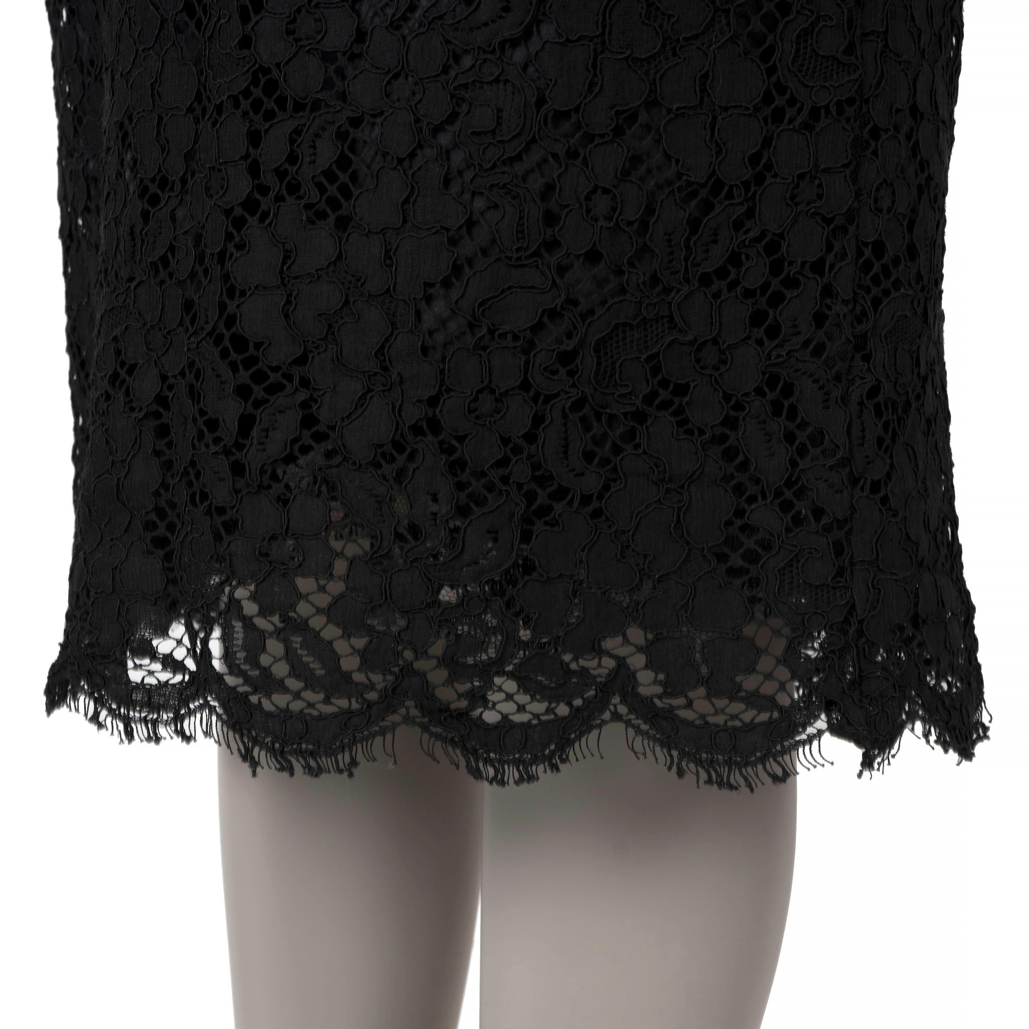DOLCE & GABBANA black cotton 2015 CORDONETTO LACE MIDI Dress XS For Sale 1