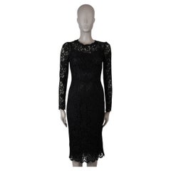 DOLCE & GABBANA Robe midi CORDONETTO LACE noire en coton 2015