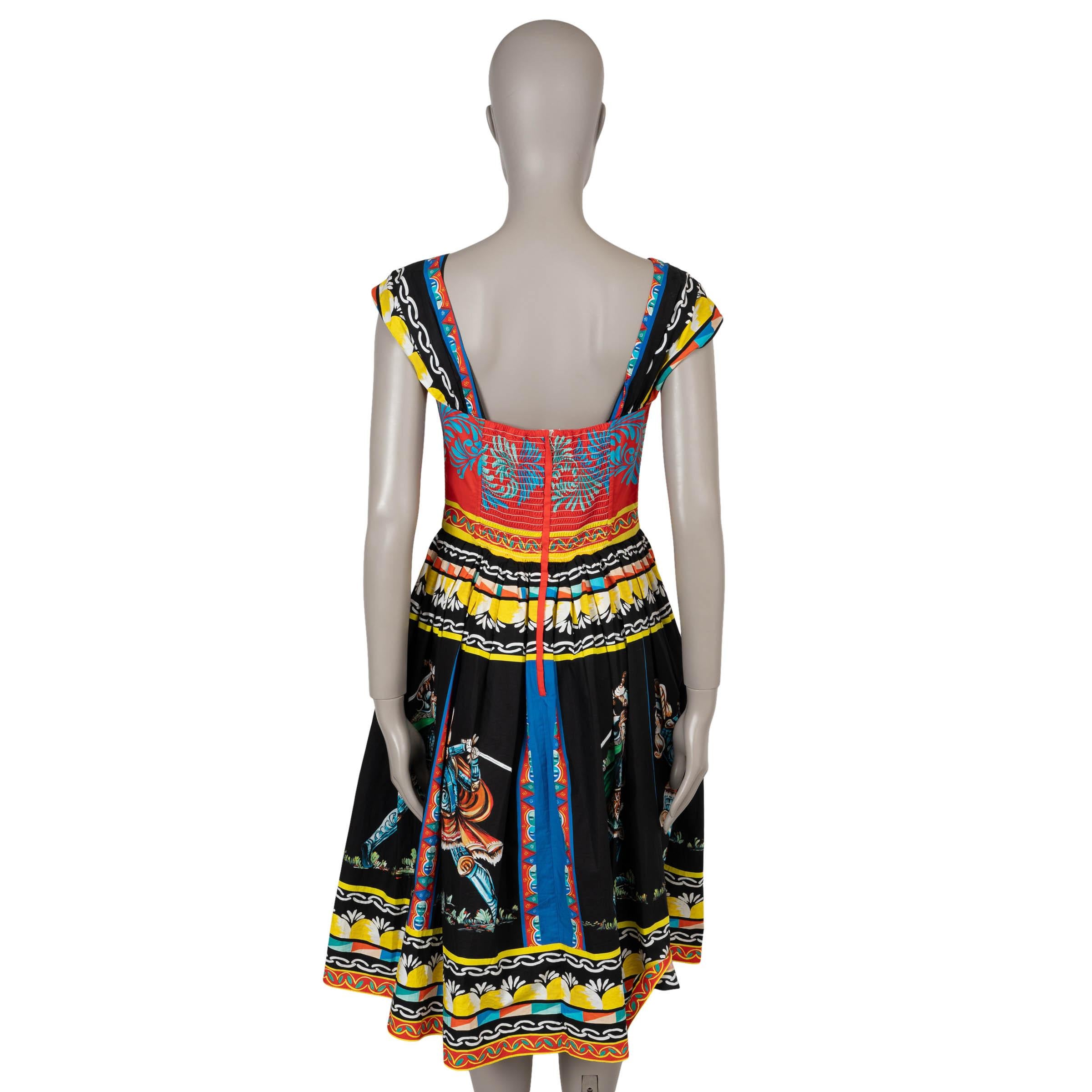 Black DOLCE & GABBANA black cotton 2021 CARRETTO POPLIN MIDI Dress 44 L For Sale