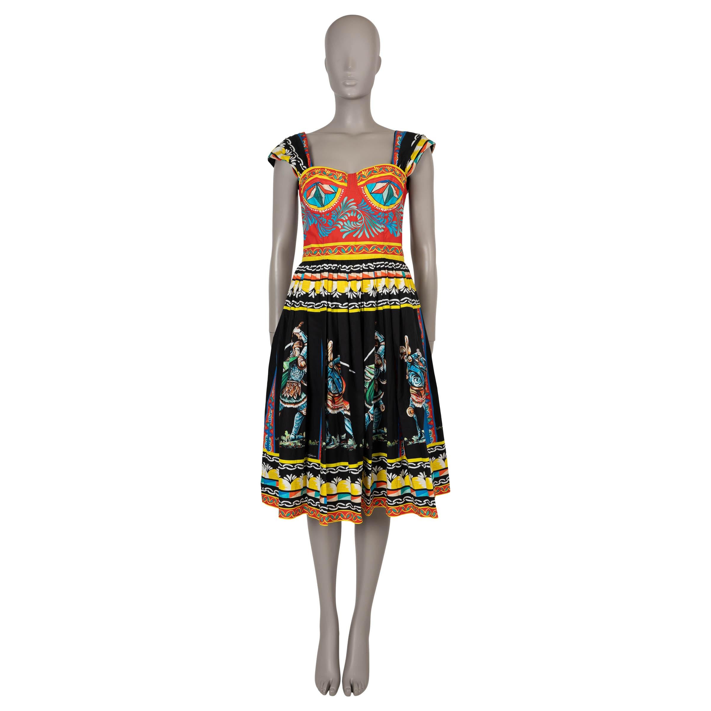 DOLCE & GABBANA black cotton 2021 CARRETTO POPLIN MIDI Dress 44 L In Excellent Condition For Sale In Zürich, CH
