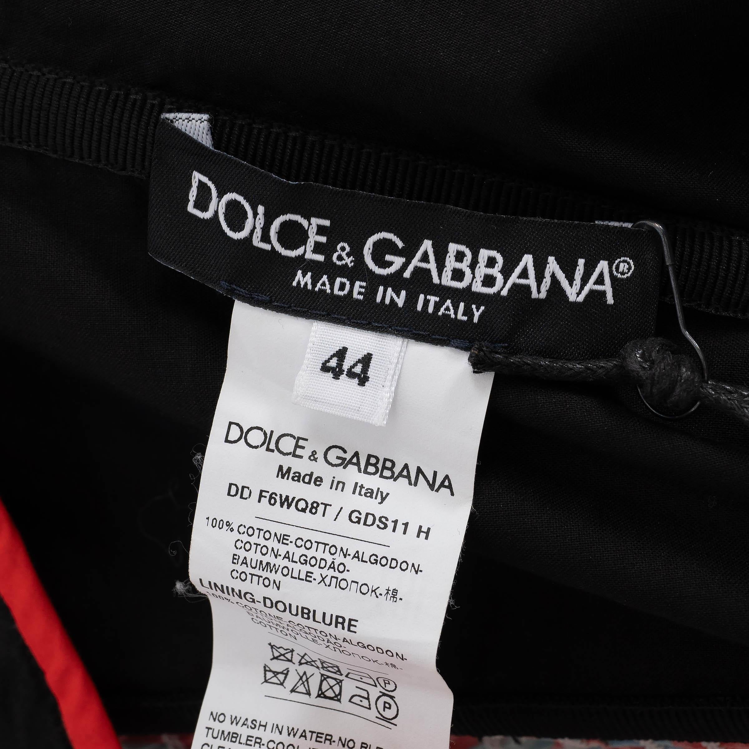 DOLCE & GABBANA black cotton 2021 CARRETTO POPLIN MIDI Dress 44 L For Sale 1