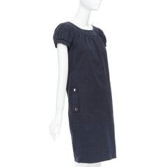 DOLCE GABBANA black cotton bateau puff sleeves sack dress IT40 S