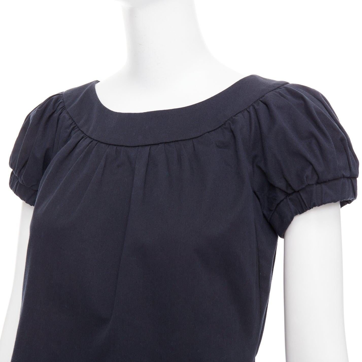 DOLCE GABBANA schwarzes Baumwoll-Bateau-Puffärmel-Sackkleid IT40 S (Schwarz) im Angebot