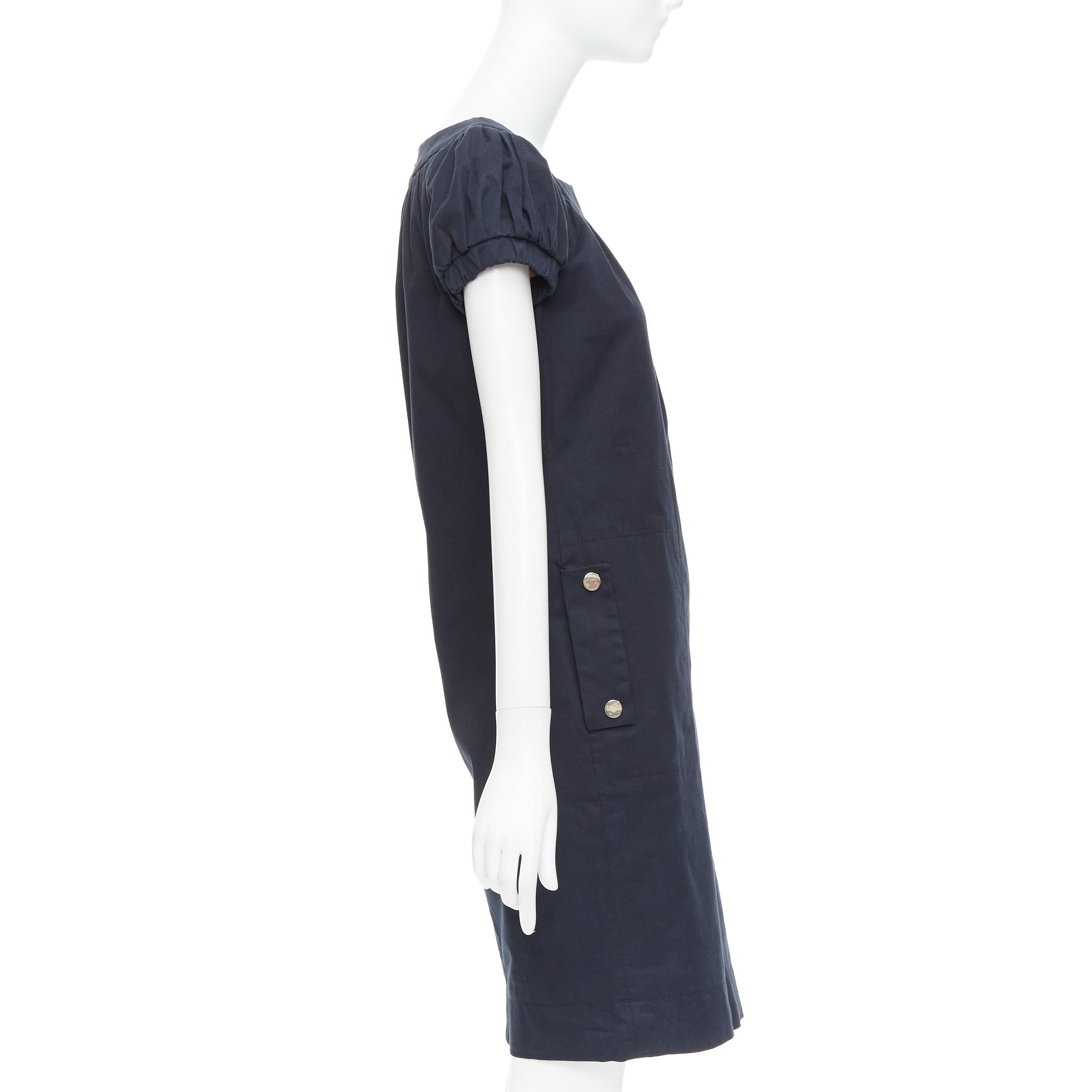 DOLCE GABBANA schwarzes Baumwoll-Bateau-Puffärmel-Sackkleid IT40 S im Zustand „Gut“ im Angebot in Hong Kong, NT