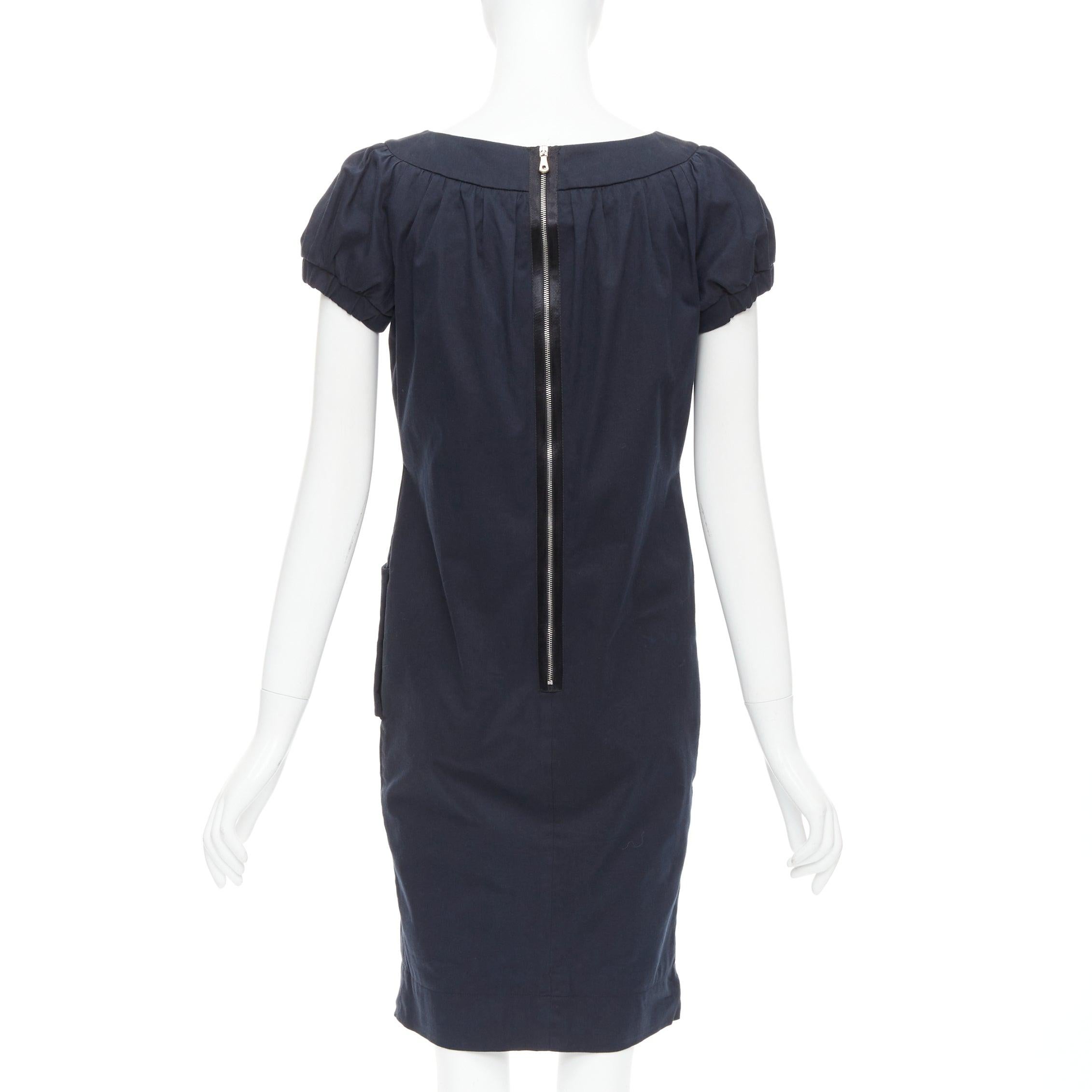 DOLCE GABBANA schwarzes Baumwoll-Bateau-Puffärmel-Sackkleid IT40 S Damen im Angebot
