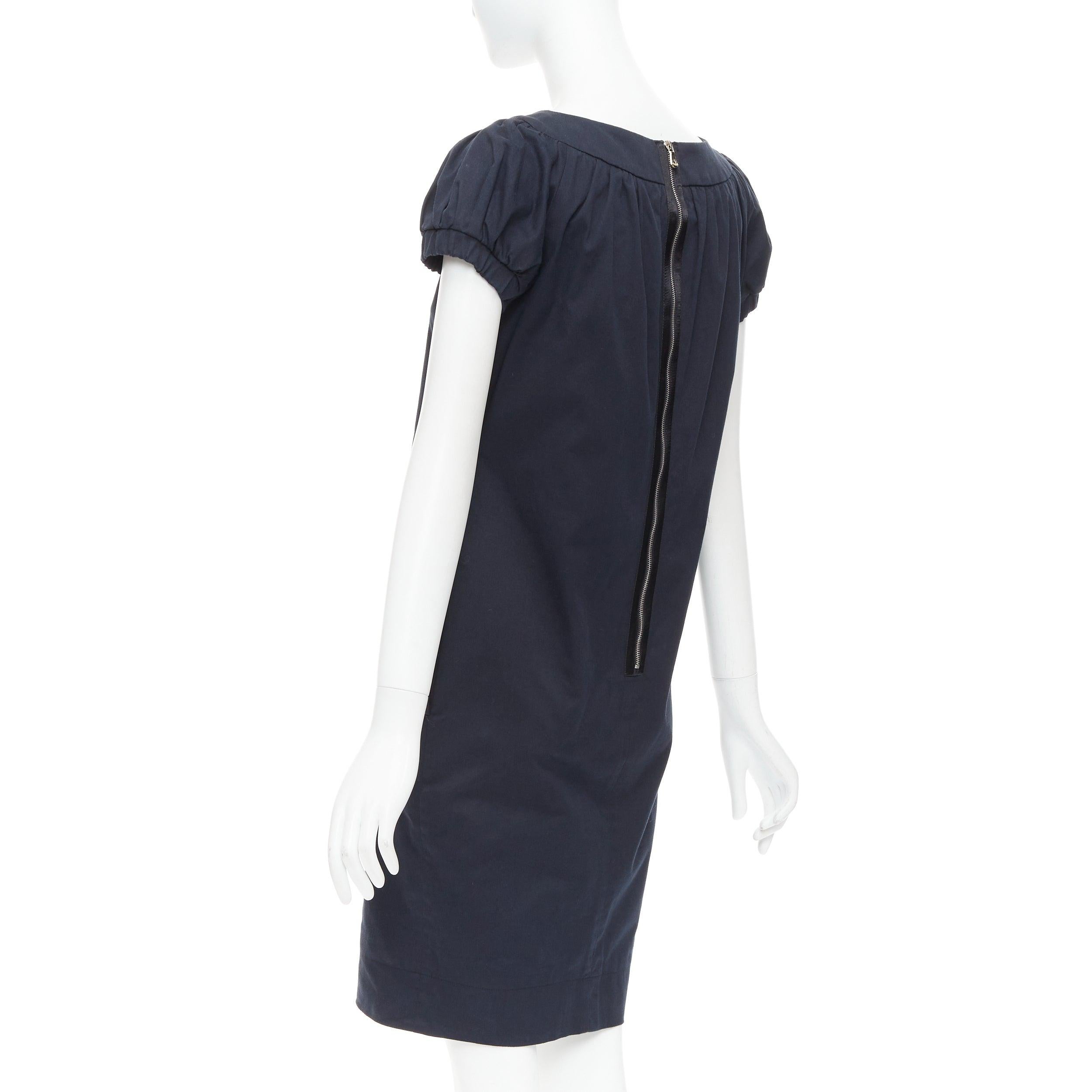 DOLCE GABBANA schwarzes Baumwoll-Bateau-Puffärmel-Sackkleid IT40 S im Angebot 1
