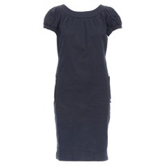 DOLCE GABBANA vestido saco con mangas abullonadas de algodón negro IT40 S